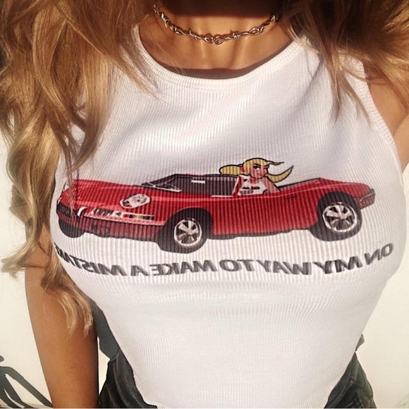 Convertible Graphic Ribbed Tank Top - Picture 2 of 6